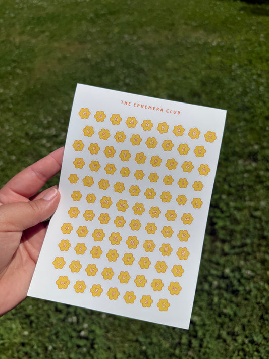 Flower Alphabet Sticker Sheet | Journal Letter Stickers