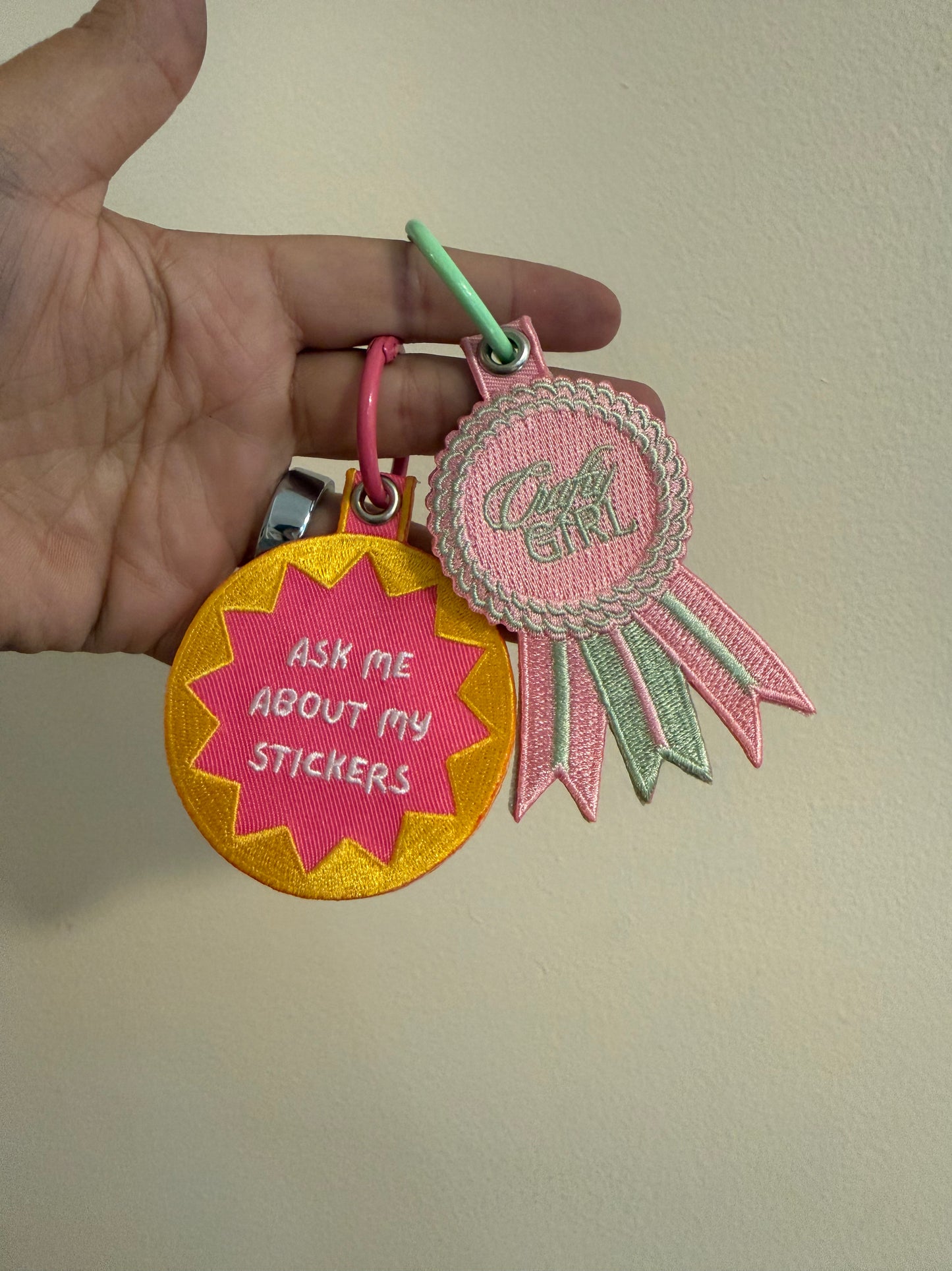 Craft Girl Embroidered Ribbon Keychain
