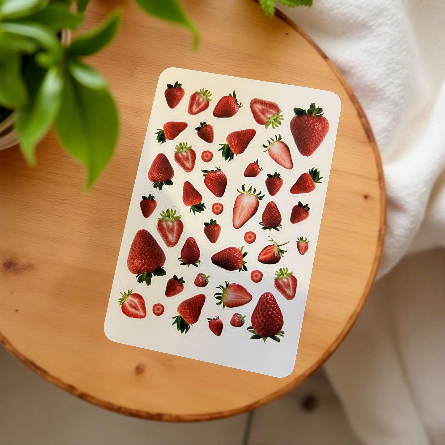 Strawberry Sticker Sheet – Realistic Fruit Stickers