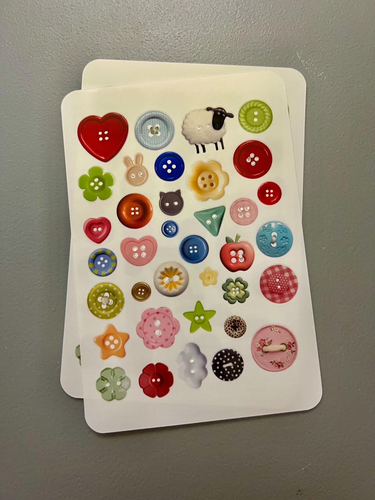 Many buttons Stickers | Mixed Media Buttons Sticker Sheet | Scrapbook, Journal, Planner | 4x6 | Matte