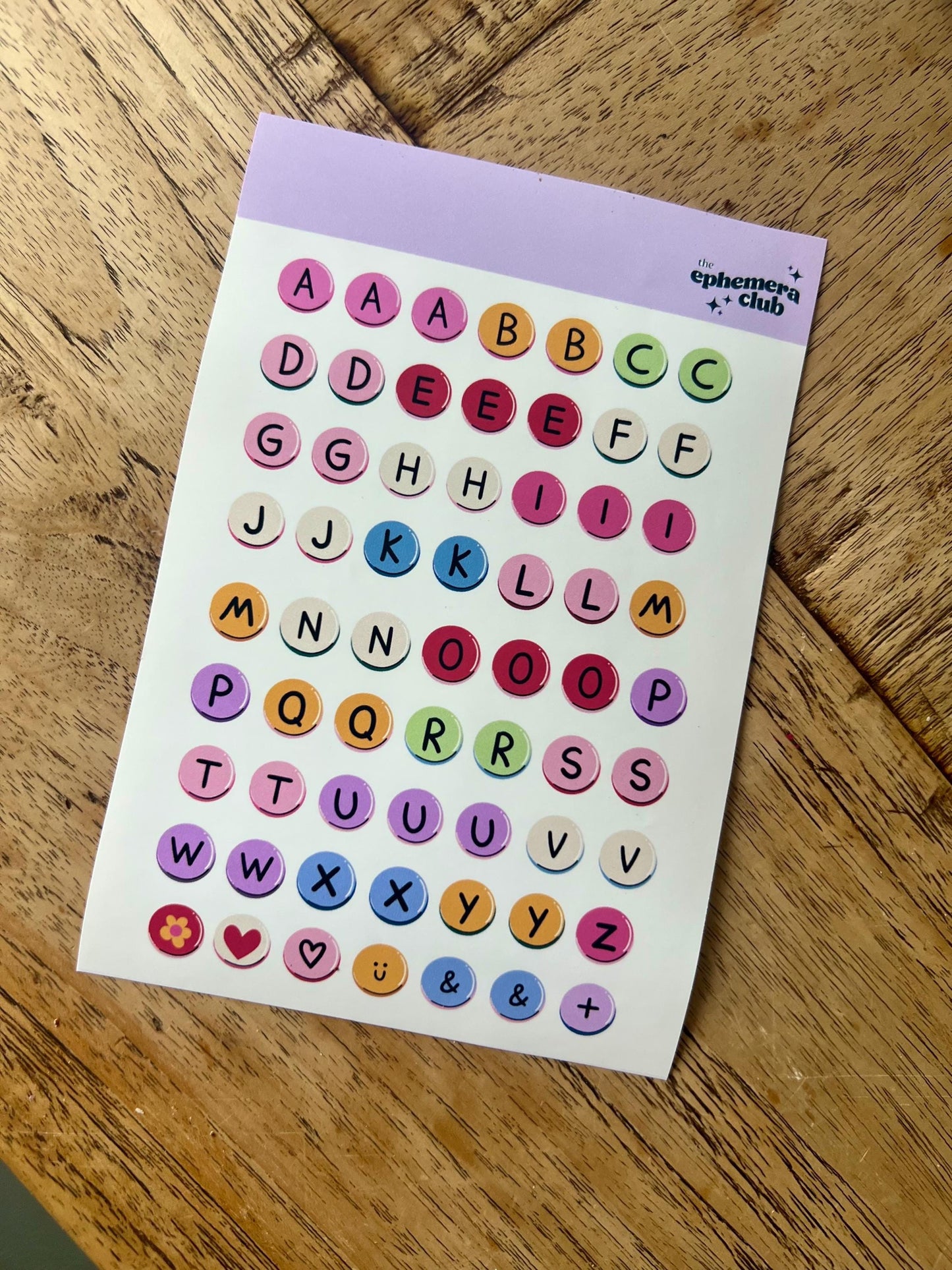 Colorful Alphabet Sticker Sheet – Letters and Symbols