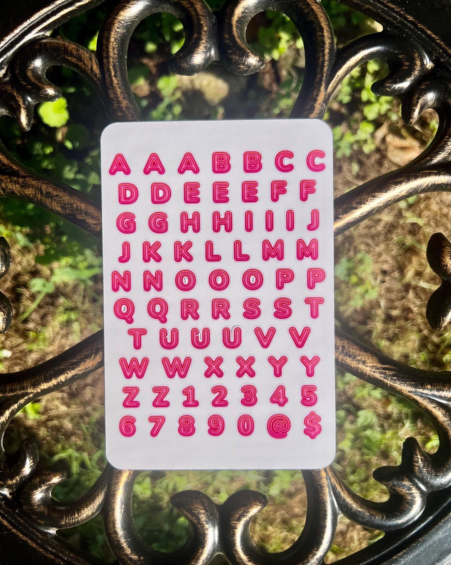 Bubble Letter Alphabet Sticker Sheet – Pink Retro Letters & Numbers