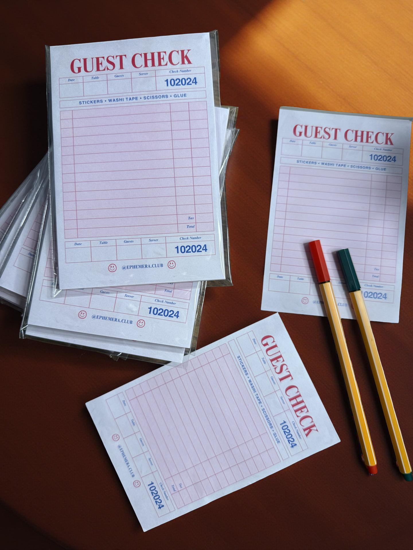 Guest Check Memo Pad – 4x6 Restaurant Order Pad, 50 Sheets