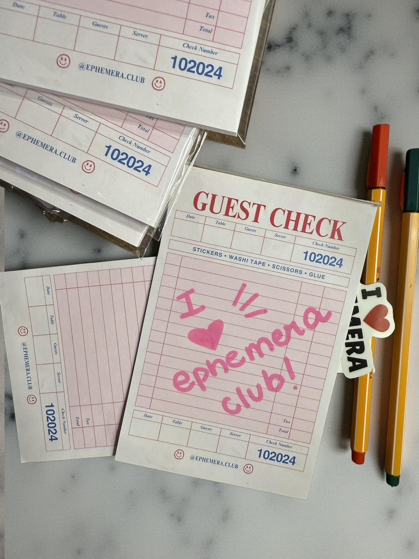 Guest Check Memo Pad – 4x6 Restaurant Order Pad, 50 Sheets – Junk Journal Ephemera, Note Pad, Scrapbooking & Stationary