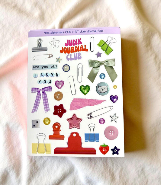 Junk Journal Club Sticker Sheet | Ephemera Stickers | Scrapbook Supplies | Craft Stickers | Cute Mixed Media Stickers | Planner Decoration