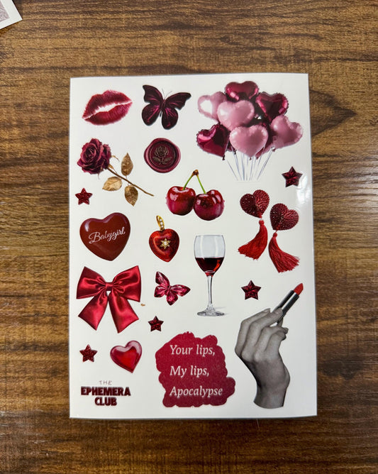 Valentine Sticker Sheet | Romantic Junk Journal Stickers | Collage Stickers | Scrapbook Ephemera | 5x7