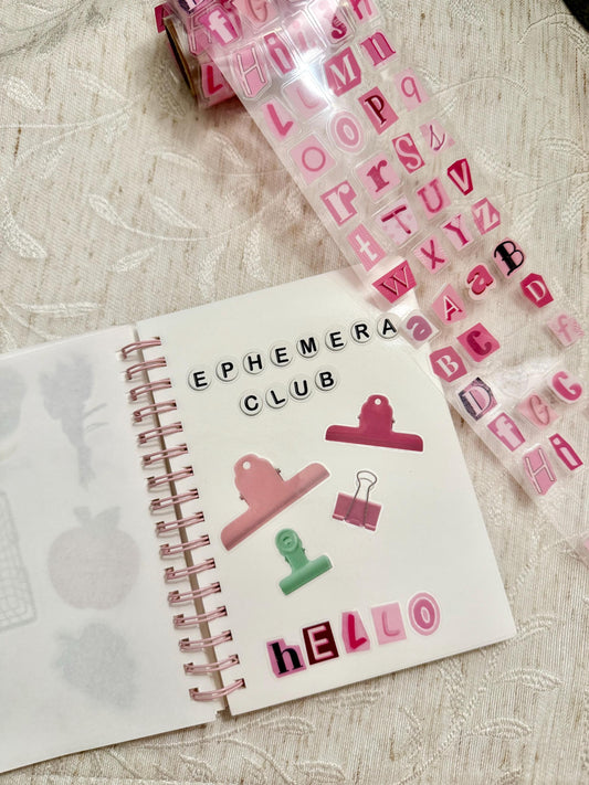 Pink Alphabet PET Tape Roll | Ransom Letter Stickers | Scrapbooking PET Tape | Journal Letter Stickers | Planner & Collage Supplies