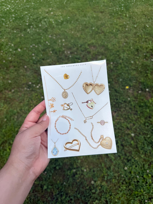 Gold Jewelry Sticker Sheet