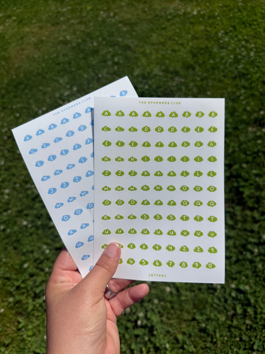 Alphabet Sticker Sheet for Journals | Cloud Letters