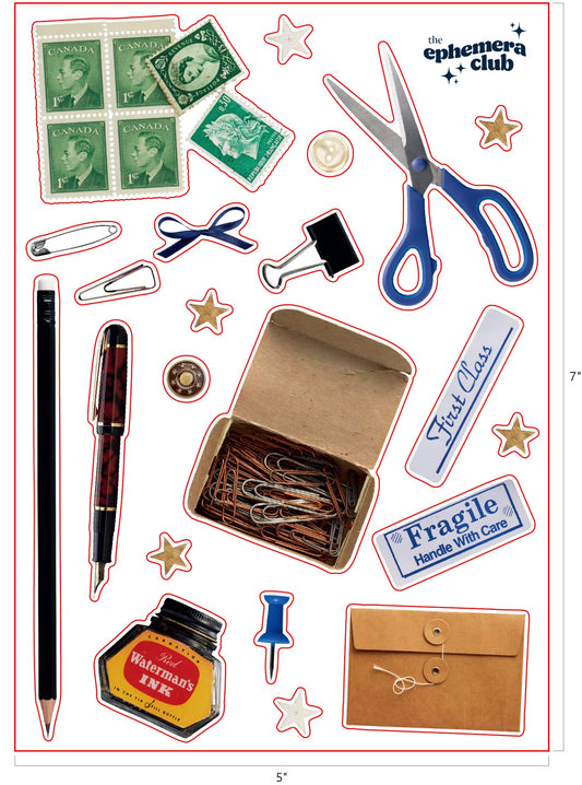 Vintage Stationery Sticker Sheet