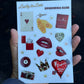 Lucky in Love  – Sticker Sheet, Scrapbook Supplies, Junk Journal Pack, Red & Gold Stars