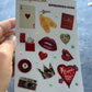 Lucky in Love  – Sticker Sheet, Scrapbook Supplies, Junk Journal Pack, Red & Gold Stars