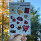 Lucky in Love  – Sticker Sheet, Scrapbook Supplies, Junk Journal Pack, Red & Gold Stars