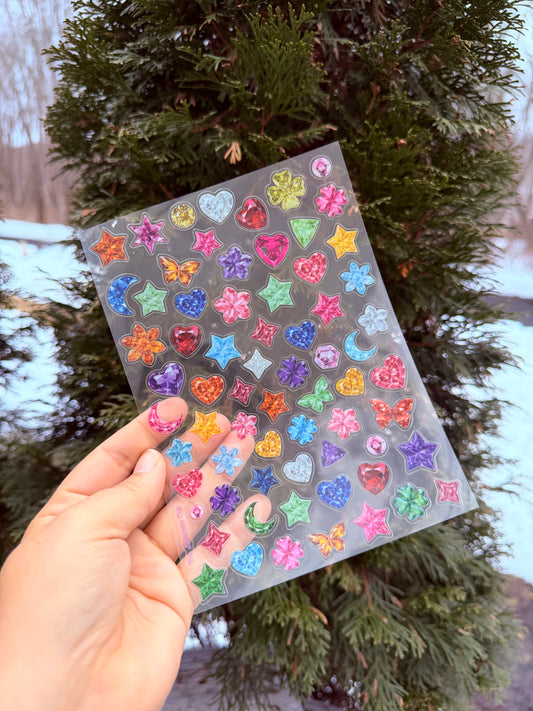 Transparent Gem Sticker Sheet for Junk Journals Scrapbooking and Planners