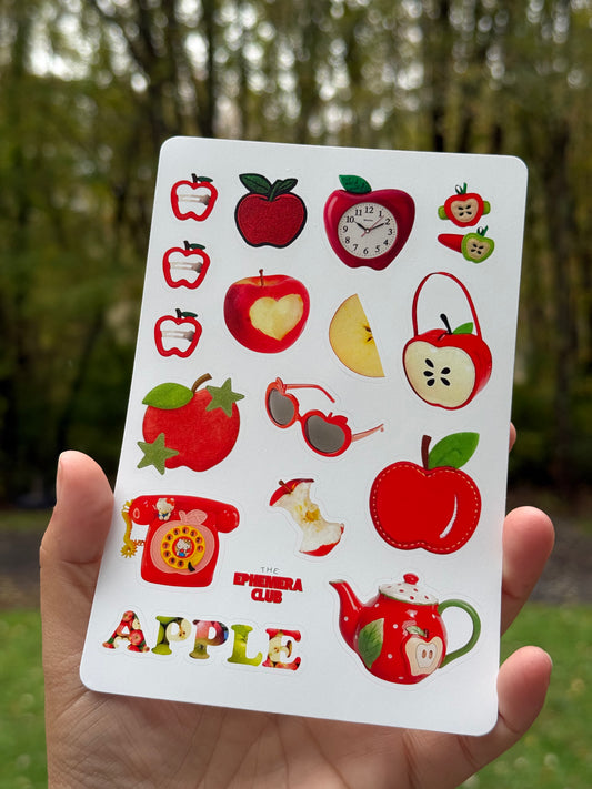Apple Aesthetic Sticker Sheet • Red Apple Stickers • Fall Stickers for Junk Journaling • Cute Scrapbook Stickers • Planner Stickers