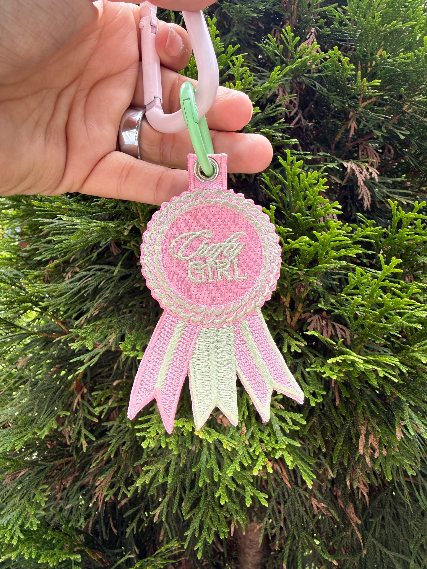 Craft Girl Embroidered Ribbon Keychain