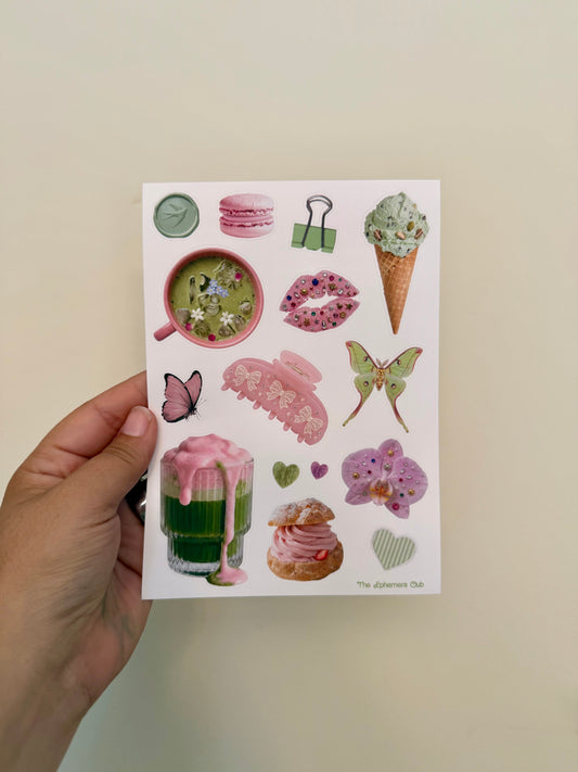 Pink Matcha Sticker Sheet