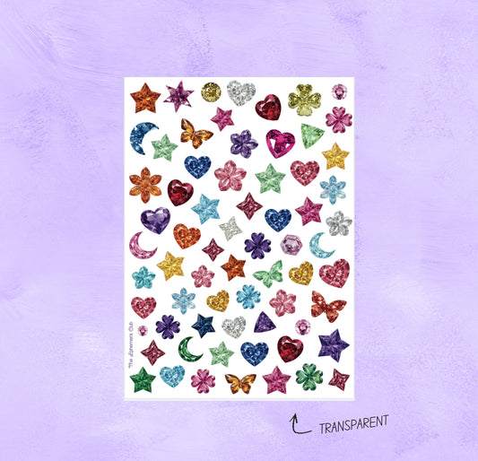 Transparent Gem Sticker Sheet for Junk Journals Scrapbooking and Planners