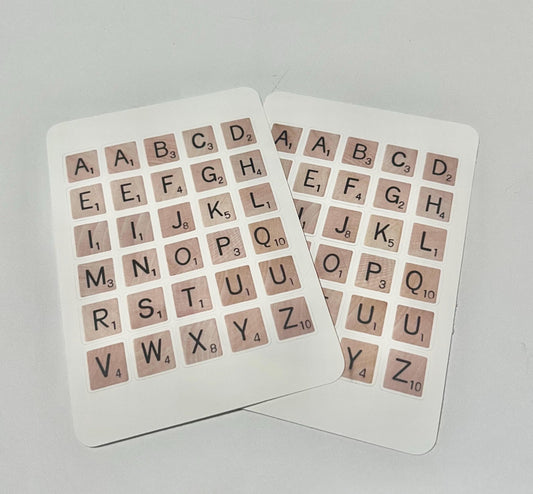 Scrabble Tile Alphabet Sticker Sheet – Vintage Wooden Letter Stickers