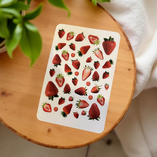 Strawberry Sticker Sheet – Realistic Fruit Stickers