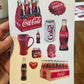 Coca-Cola Vintage Sticker Sheet – Retro Soda Bottle Logo Stickers for Journals & Scrapbooks