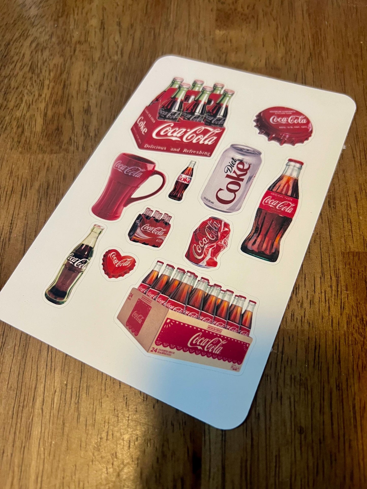 Coca-Cola Vintage Sticker Sheet – Retro Soda Bottle Logo Stickers for Journals & Scrapbooks