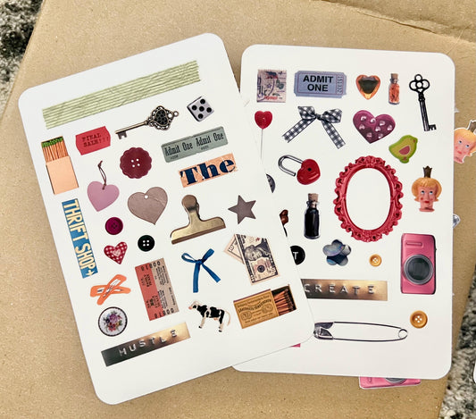 Trinket & Thrift Sticker Sheet Vintage Ephemera Aesthetic