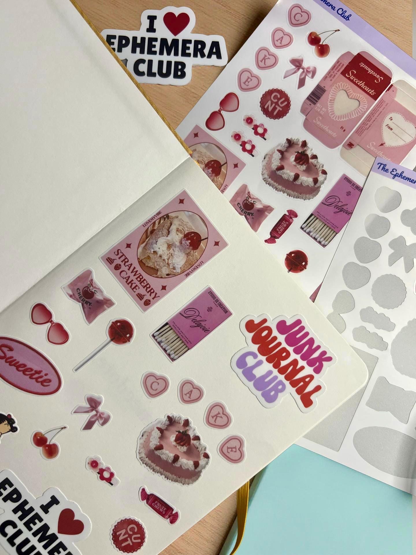 Sweetheart Cakecore Sticker Sheet – Pink Retro Candy Stickers