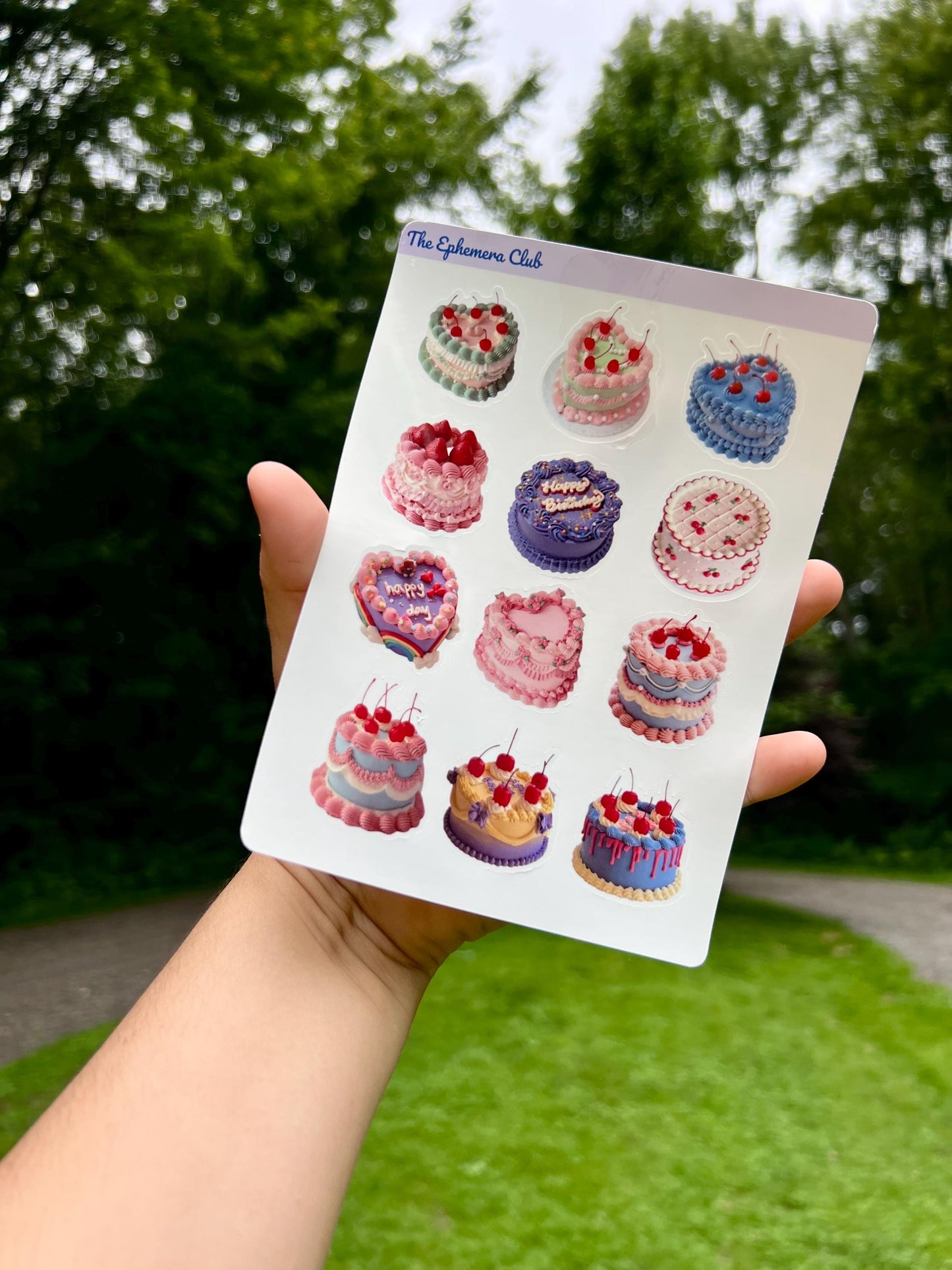 Vintage Cake Stickers – Cute Cherry Birthday Cake Stickers