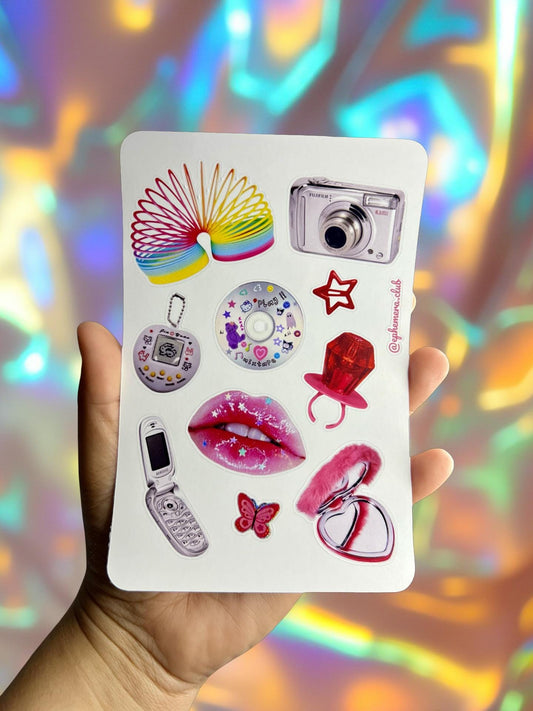 Y2K Sticker Sheet – 2000s Nostalgia Stickers