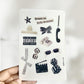 Black n White Aesthetic Sticker Sheet – Black & White Dreamcore Stickers, Semi Glossy , Dice, Sunglasses, Collage Stickers | 5x7