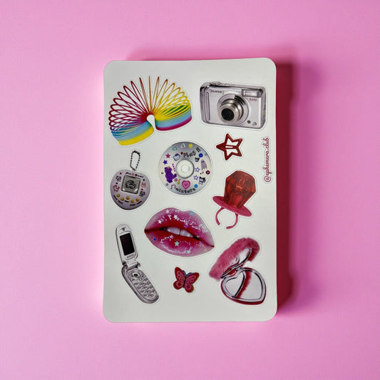 Y2K Sticker Sheet – 2000s Nostalgia Stickers