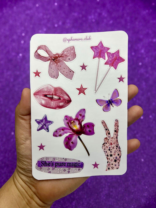 Purple Magic Sticker Sheet – “She’s Pure Magic” Aesthetic Stickers