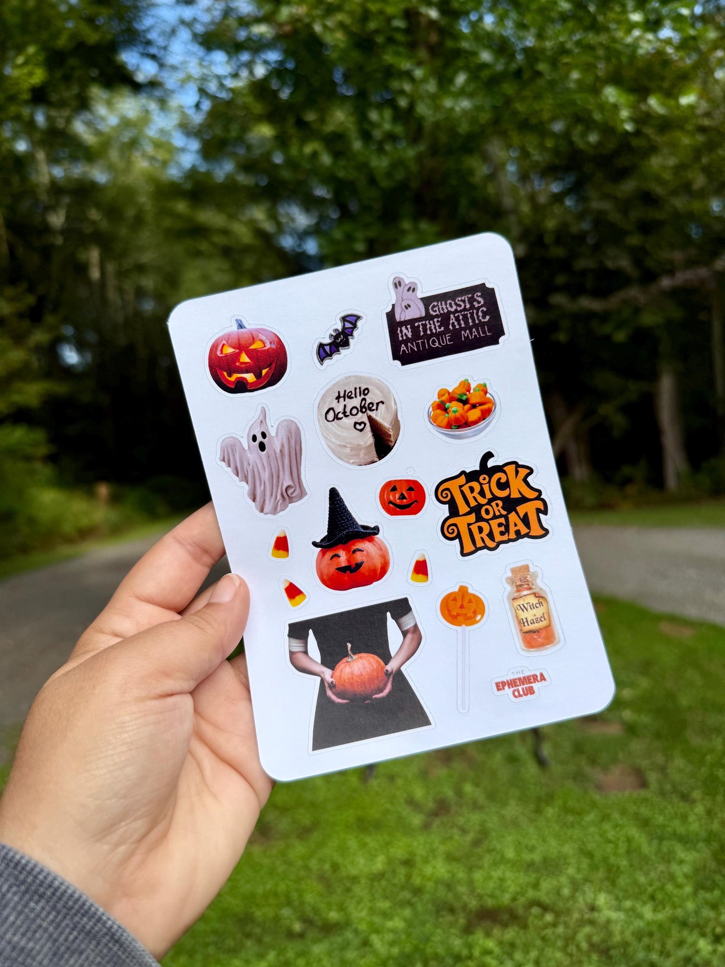 Halloween Sticker Sheet – Ghosts, Pumpkins & Candy Corn – Spooky Cute Stickers for Journals, Planners Crafts