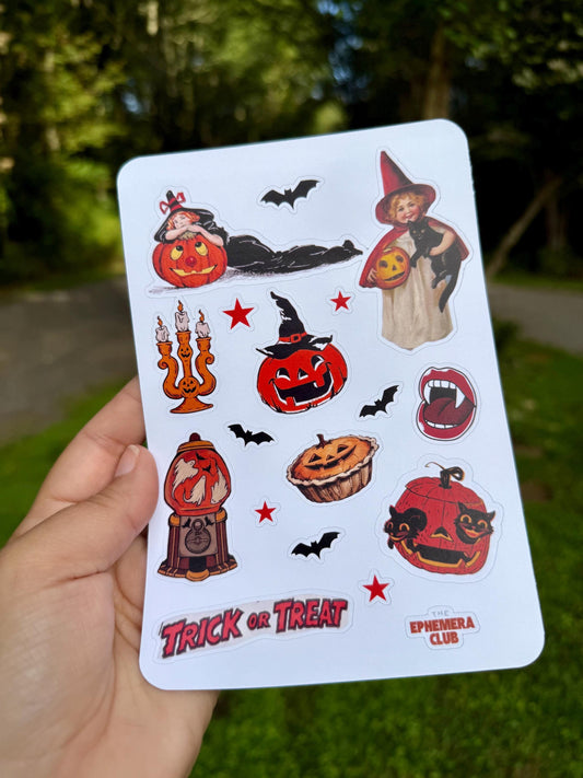Vintage Halloween Sticker Sheet – Retro Trick or Treat