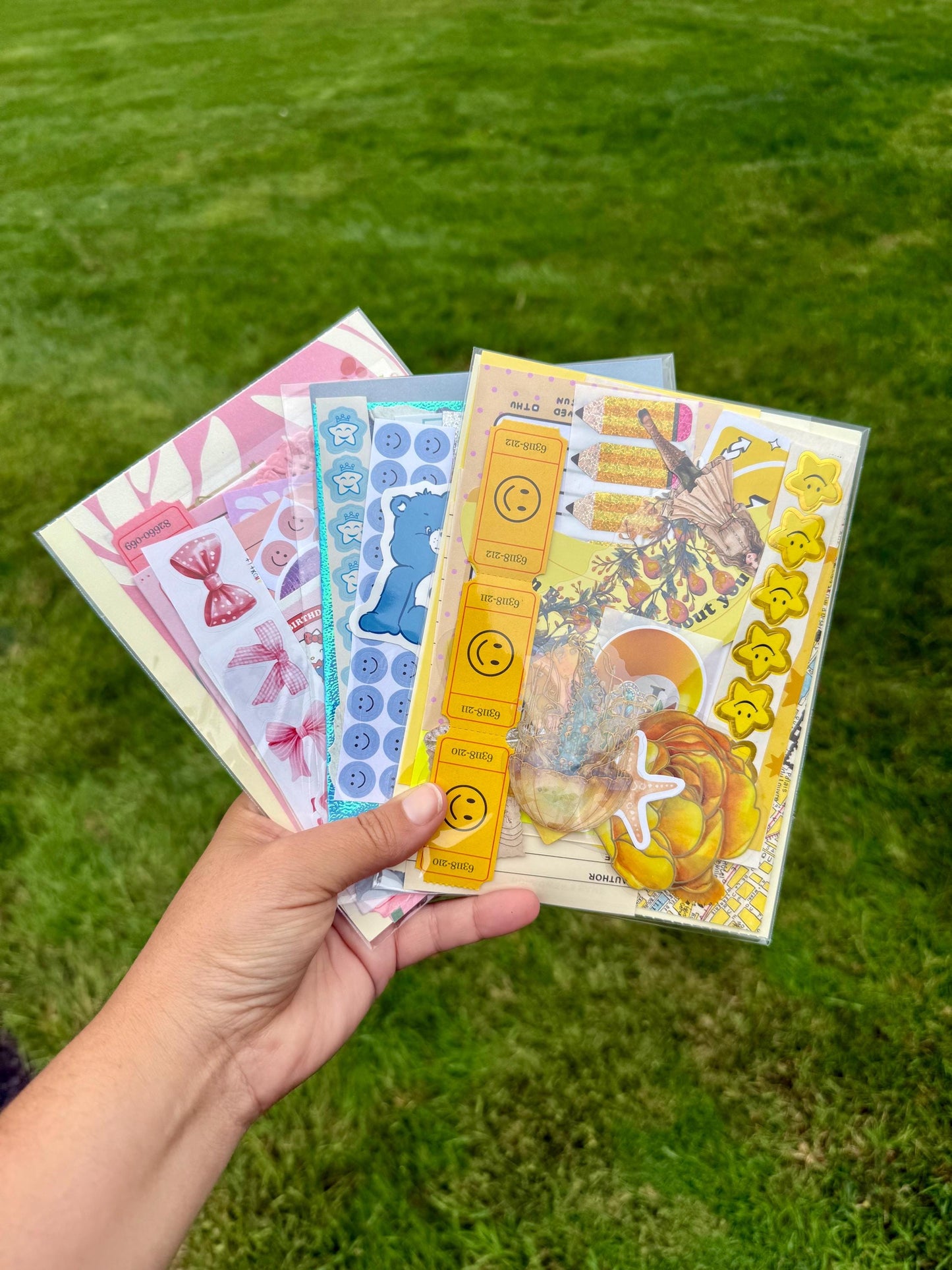 Scrap pack with a variety of journaling ephemera designed in a single monochrome theme, including tags, papers, and stickers