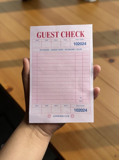 Guest Check Memo Pad – 4x6  Restaurant Order Pad, 50 Sheets – Junk Journal Ephemera, Note Pad, Scrapbooking & Stationary