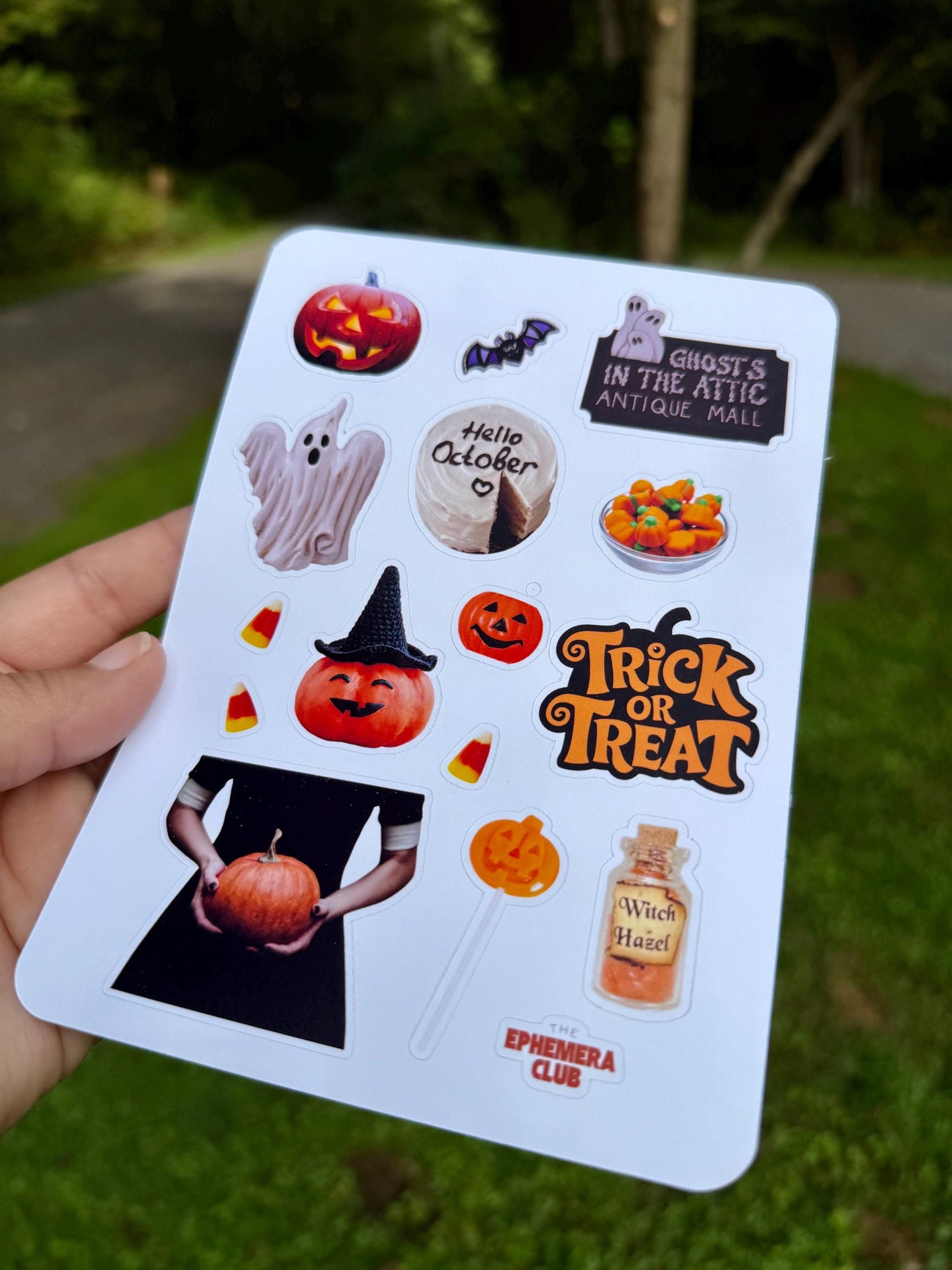 Halloween Sticker Sheet – Ghosts, Pumpkins & Candy Corn – Spooky Cute Stickers for Journals, Planners Crafts