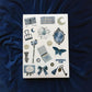 Blue Celestial Junk Journal Sticker Sheet | Moon & Butterfly Ephemera Stickers | Vintage Blue Aesthetic | Scrapbooking