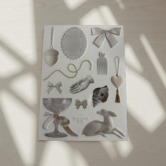 Vintage White Ephemera Stickers | Neutral Journaling | Victorian-Inspired Collage Stickers | Clear