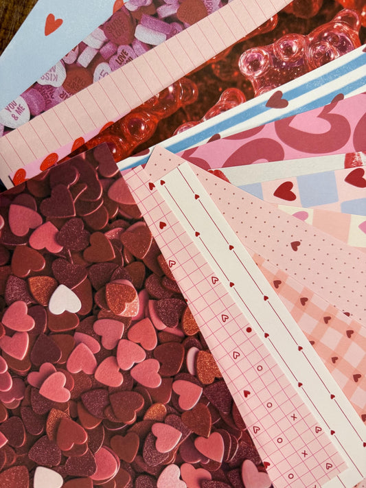 Valentine’s Paper Pack | 5x7 Junk Journal Paper | Scrapbooking Paper | Non-Adhesive | Ephemera Club