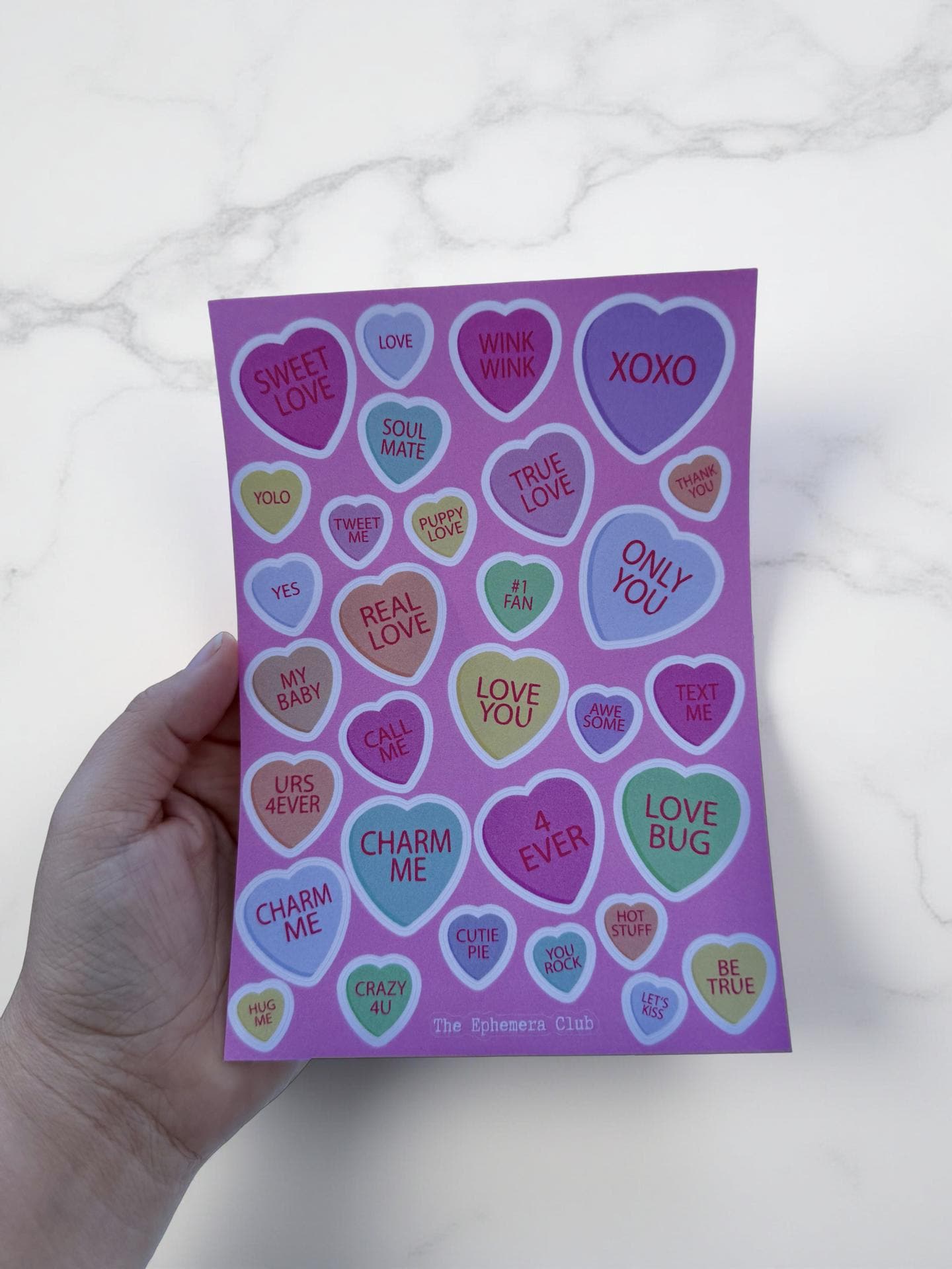 Valentine Candy Heart Stickers | Glitter PVC Sheet, Junk Journal