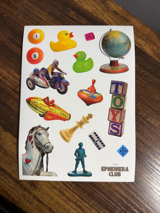 Retro Toy Stickers for Junk Journaling Scrapbooking Vintage Ephemera Toy Box Aesthetic