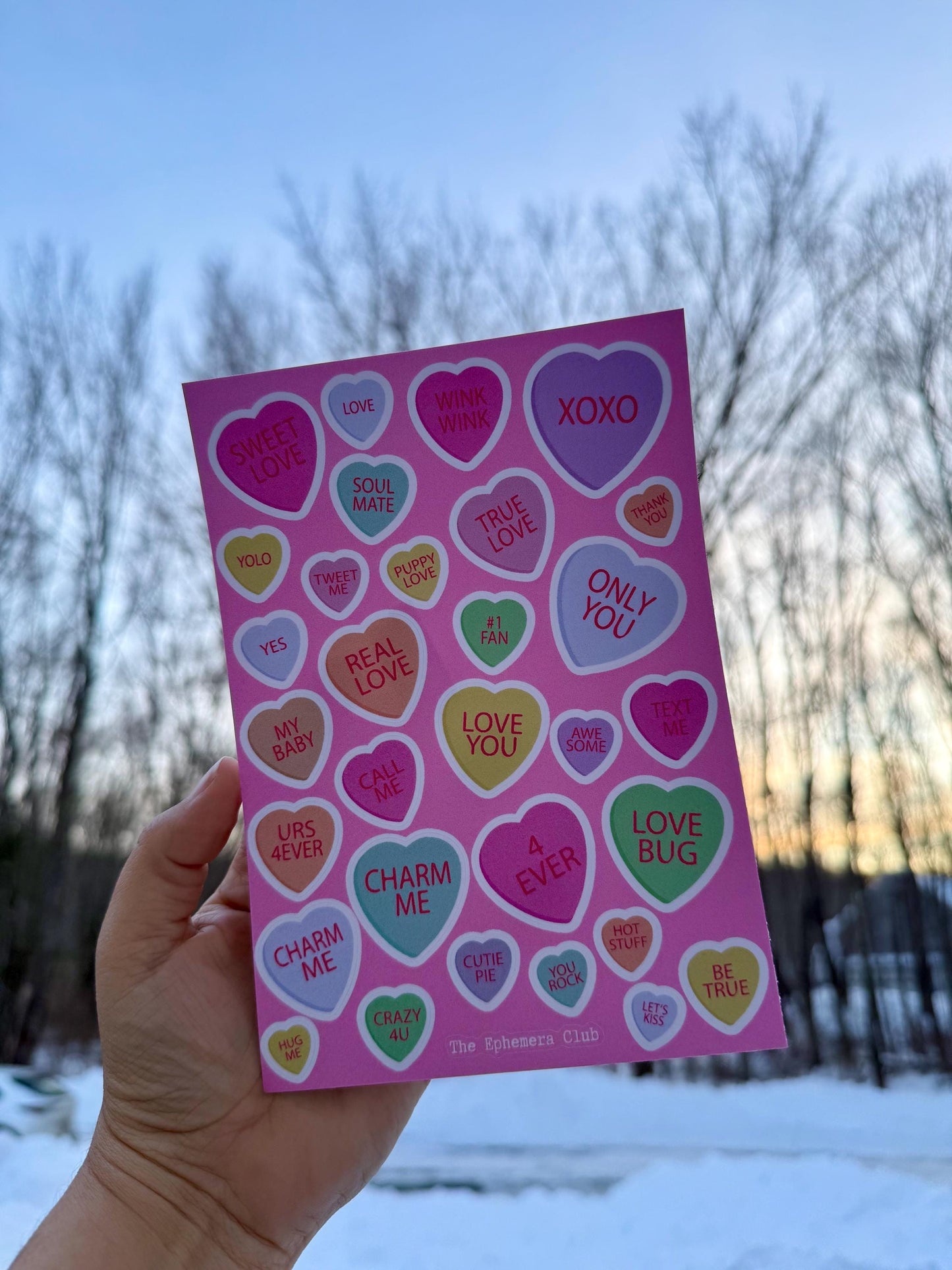 Valentine Candy Heart Stickers | Glitter PVC Sheet, Junk Journal