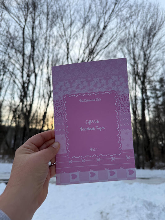 Soft Pink Scrapbook Paper Booklet | Pink Aesthetic Journaling Paper | Valentine Scrapbook Paper | Junk Journal Supplies | Ephemera Club