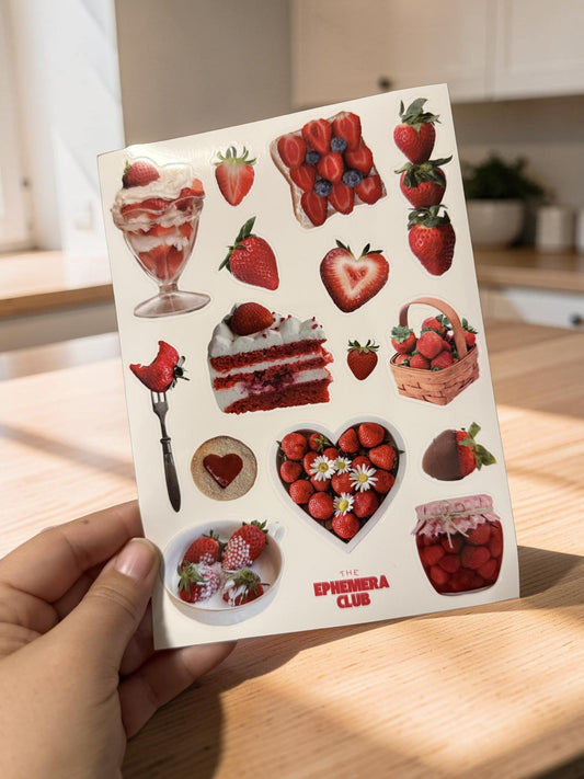 Strawberry Aesthetic Sticker Sheet for Junk Journals Scrapbooking and Planners