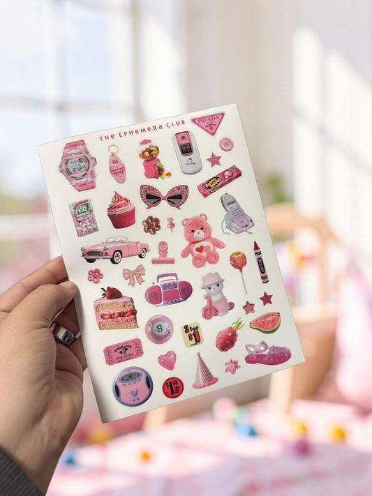 PNG scrapbooking Sticker Sheet | Orange, red & pink! | sticker sheet, retro stickers, scrapbooking, journal sticker