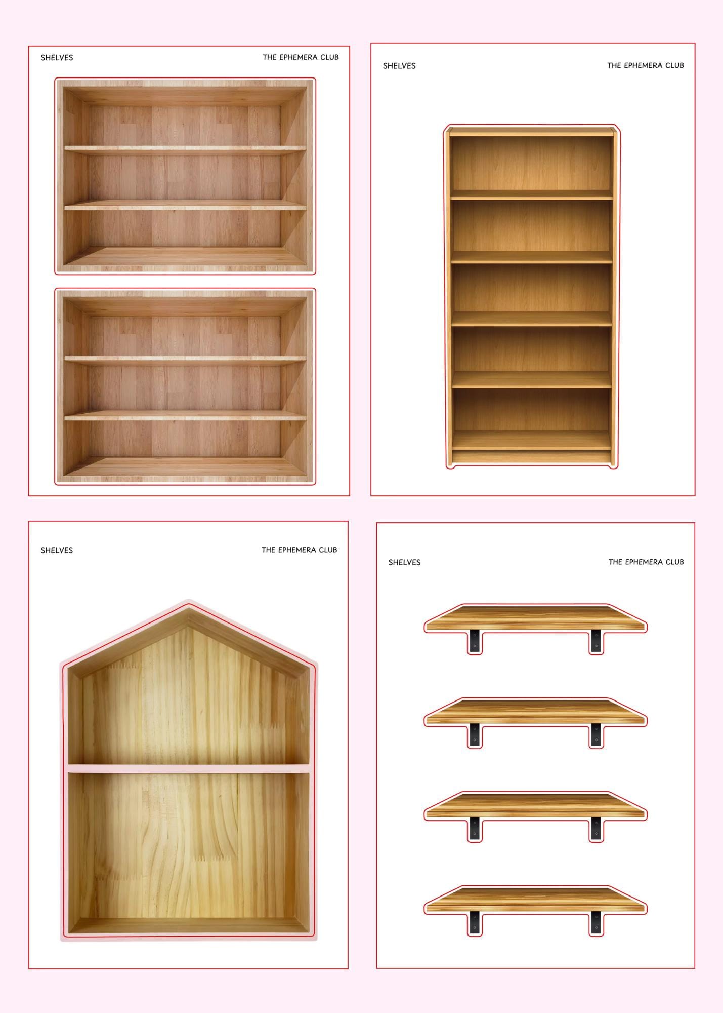 Wooden Shelf Stickers | 5x7