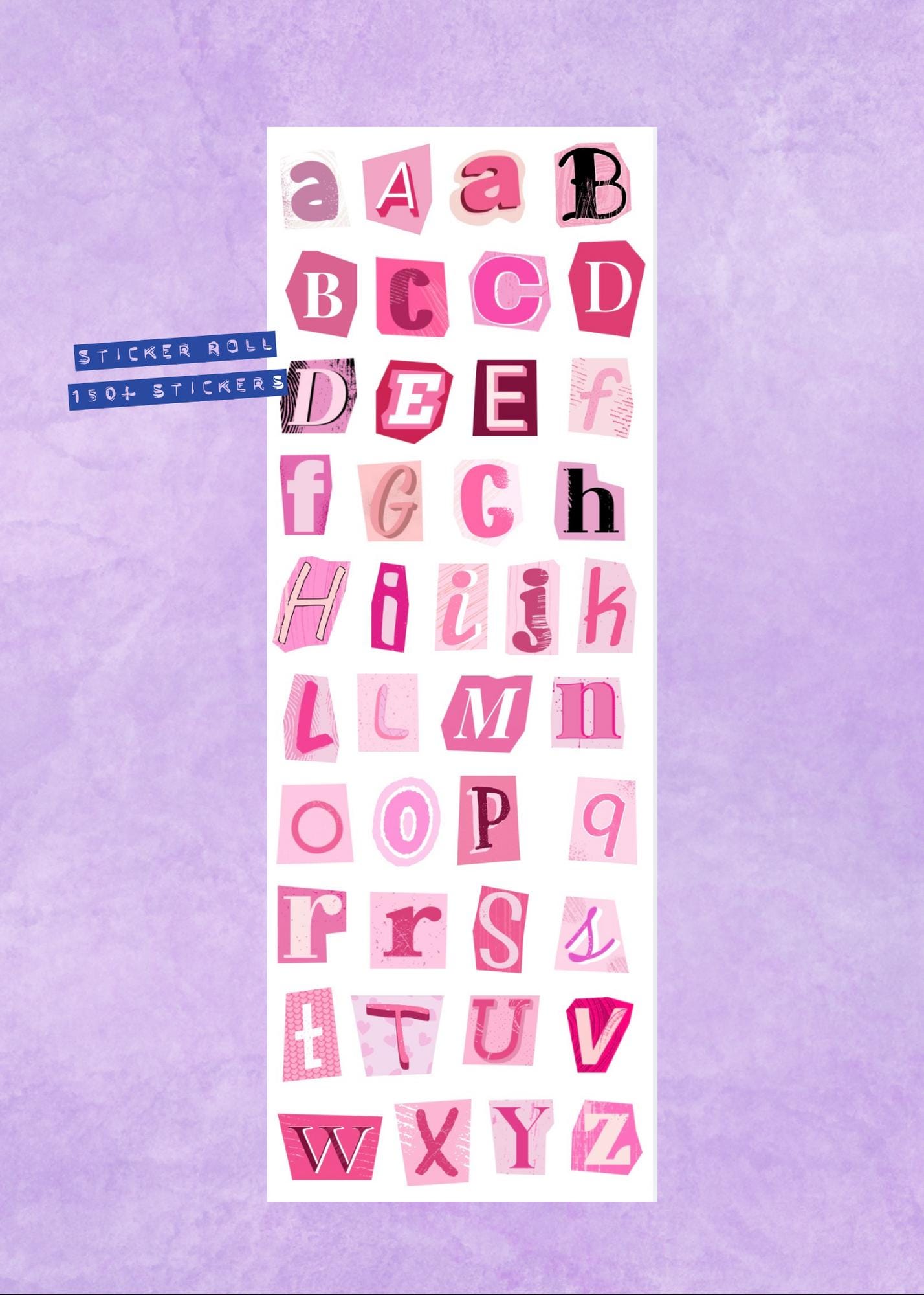 Pink Alphabet PET Tape Roll | Ransom Letter Stickers | Scrapbooking PET Tape | Journal Letter Stickers | Planner & Collage Supplies