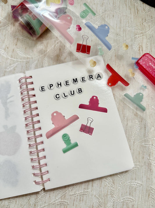Cute Office Supplies PET Tape | Clipboard & Binder Clip Sticker Roll | Stationery PET Tape | Junk Journal Supplies